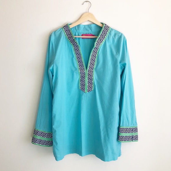 Macbeth Collection by Margaret Josephs Aqua Tunic Beach Cover Up - Picture 2 of 13